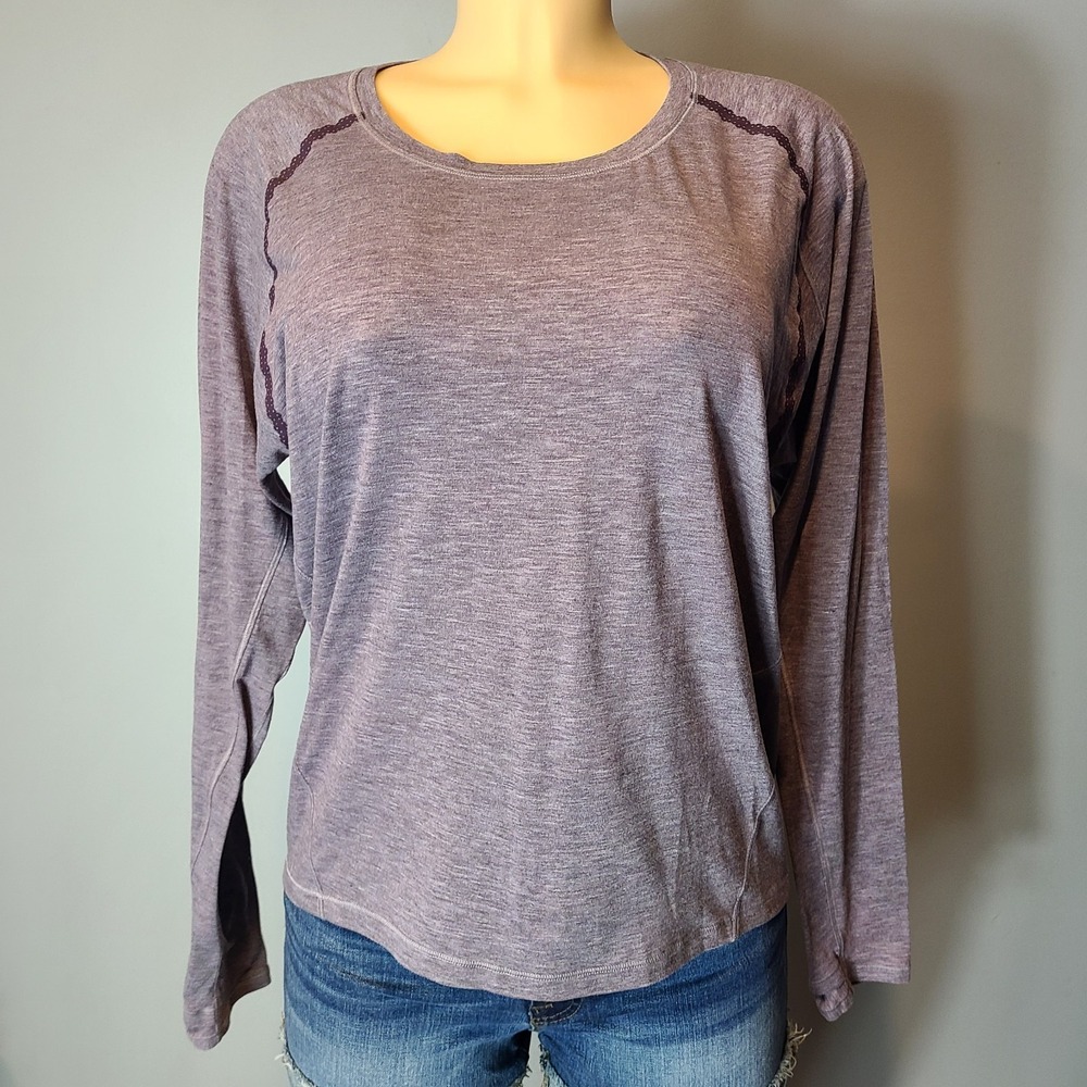 Lululemon‎ Stop Drop & Squat Shirt Comfy Slouchy Heathered Black Currant Size 6